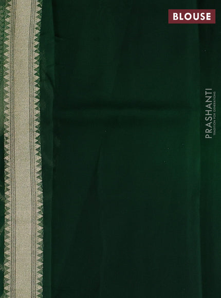 Banarasi organza saree green with allover banarasi zari weaves and zari woven border