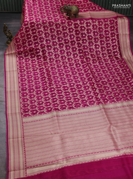 Banarasi organza saree pink with allover banarasi zari weaves and zari woven border