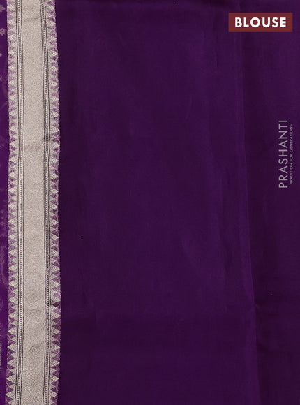 Banarasi organza saree violet with allover banarasi zari weaves and zari woven border