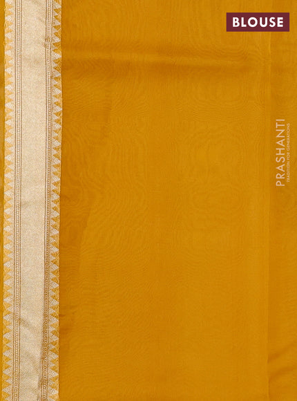 Banarasi organza saree mango yellow with allover banarasi zari weaves and zari woven border