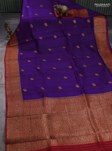 Banarasi organza saree violet and red with woven buttas and banarasi style border