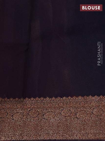 Banarasi organza saree rustic orange and deep jamun with woven buttas and banarasi style border