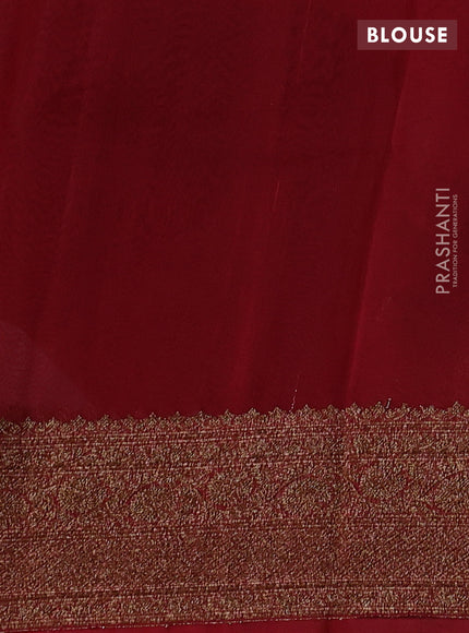 Banarasi organza saree deep maroon and red with woven buttas and banarasi style border