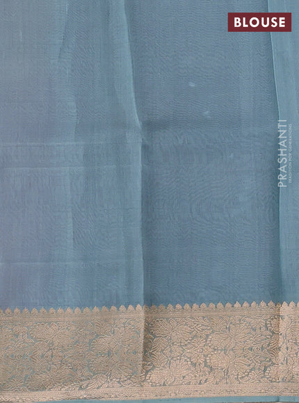 Banarasi organza saree mauve pink and teal shade with zari woven buttas and zari woven border