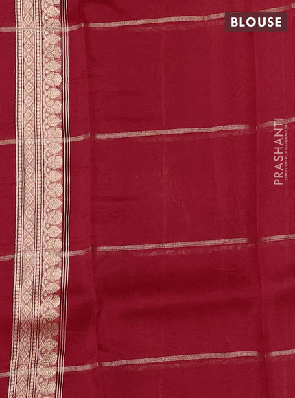 Banarasi organza saree red with allover zari checks & buttas and zari woven piping border