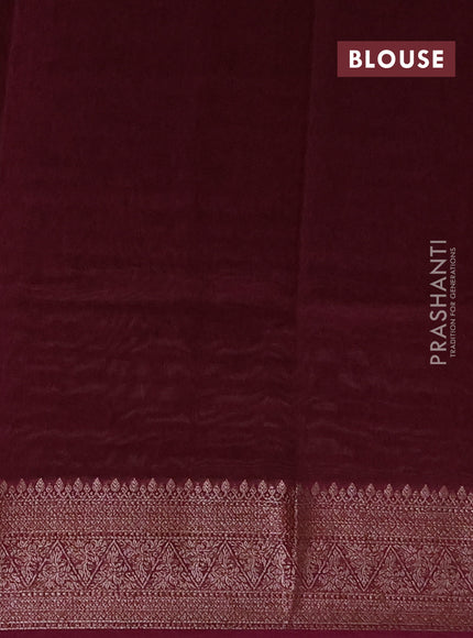Chanderi silk cotton saree wine shade and beige with allover stripe pattern and banarasi style border