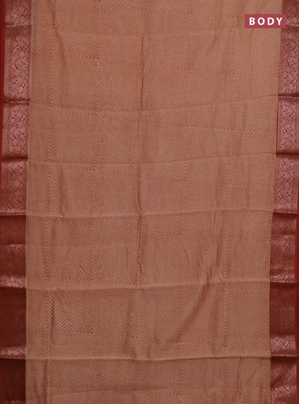 Chanderi silk cotton saree sandal and rust shade with allover butta prints and banarasi style border