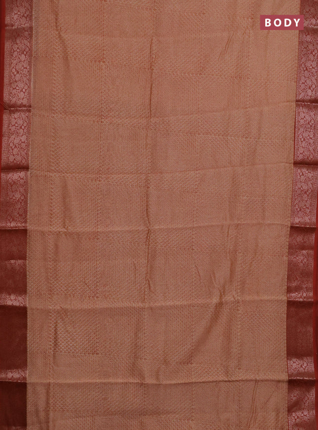 Chanderi silk cotton saree sandal and rust shade with allover butta prints and banarasi style border