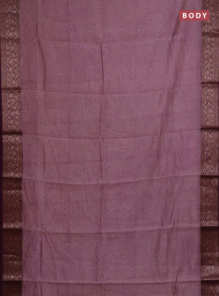 Chanderi silk cotton saree pastel pink and wine shade with allover prints and banarasi style border