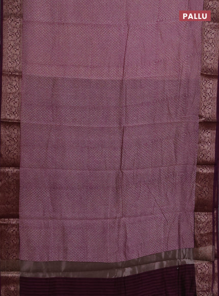 Chanderi silk cotton saree pastel pink and wine shade with allover prints and banarasi style border