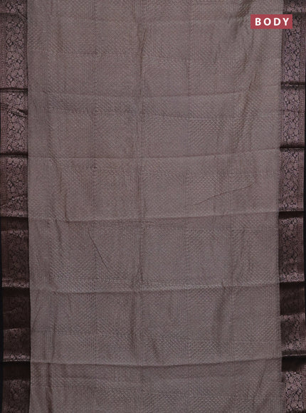 Chanderi silk cotton saree grey and coffee brown with allover butta prints and banarasi style border