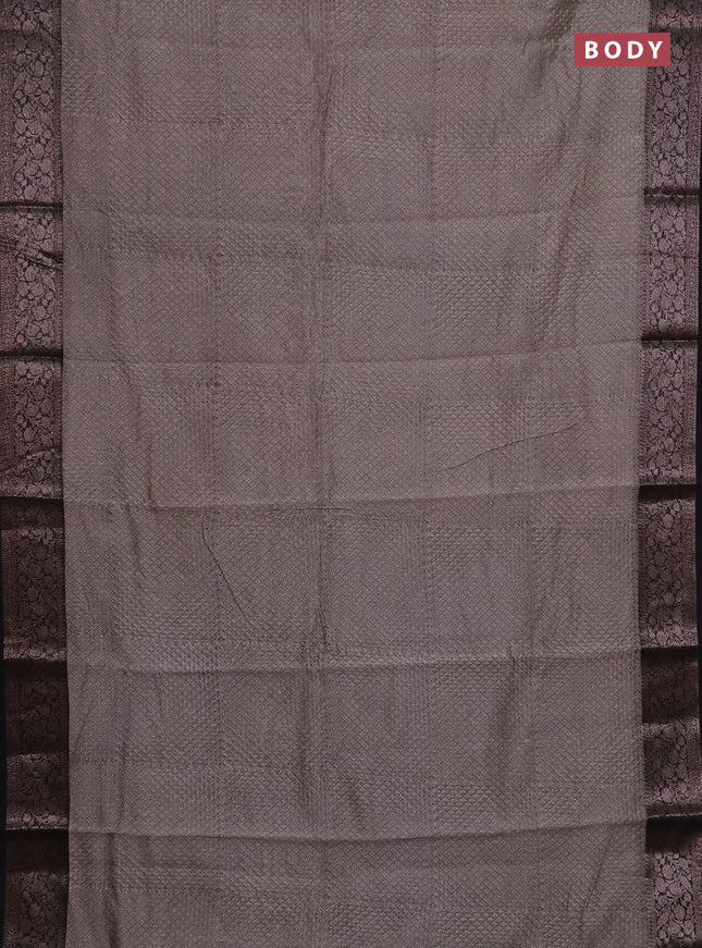 Chanderi silk cotton saree grey and coffee brown with allover butta prints and banarasi style border