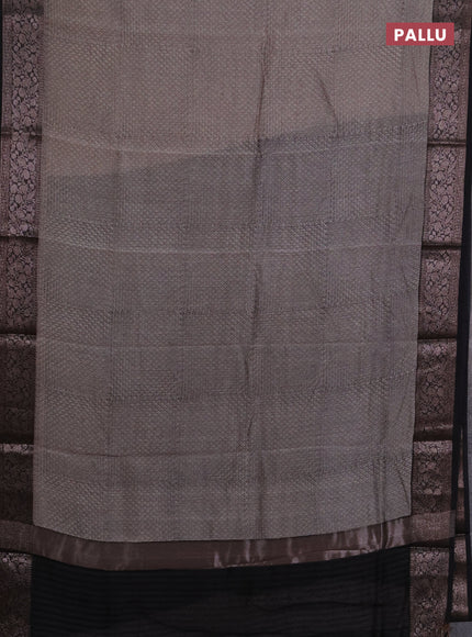 Chanderi silk cotton saree grey and coffee brown with allover butta prints and banarasi style border