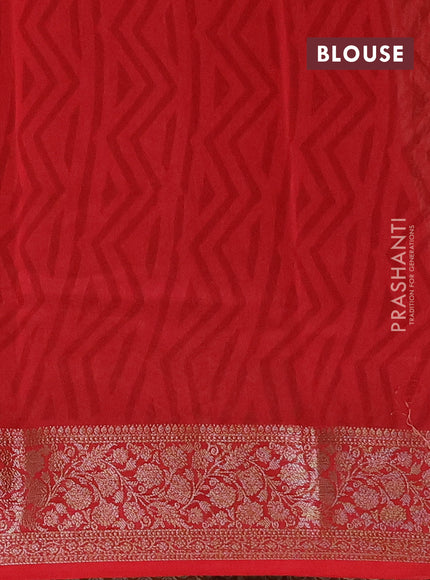 Chanderi silk cotton saree dark mustard and red with allover butta prints and banarasi style border