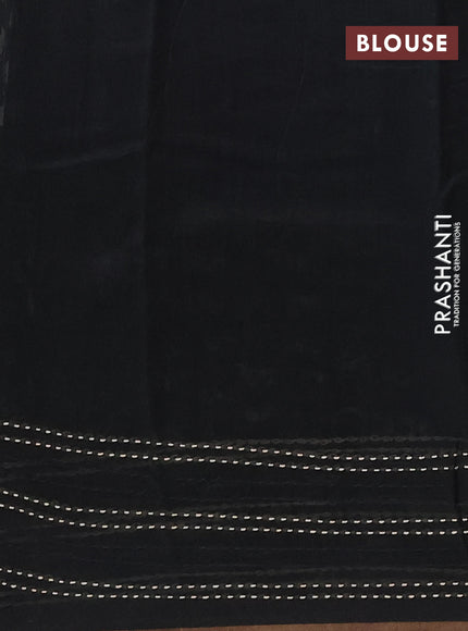 Chanderi silk cotton saree black and maroon with allover pichwai prints and kantha stitch work border