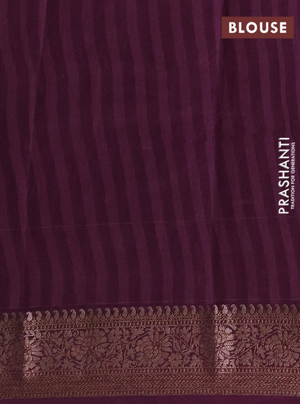 Chanderi silk cotton saree wine shade with allover prints and banarasi style border