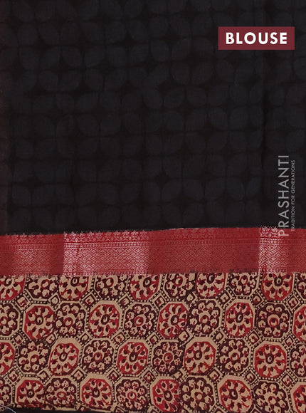 Chanderi silk cotton saree maroon and peach shade with allover prints & banarasi weaves and banarasi style printed border