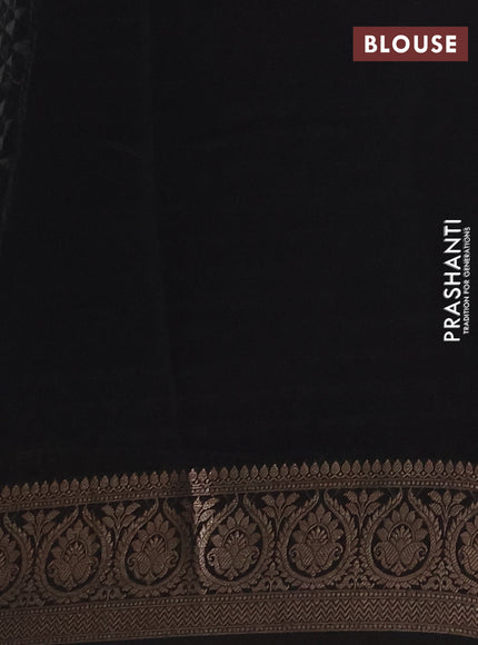 Chanderi silk cotton saree black with allover geometric prints and banarasi style border