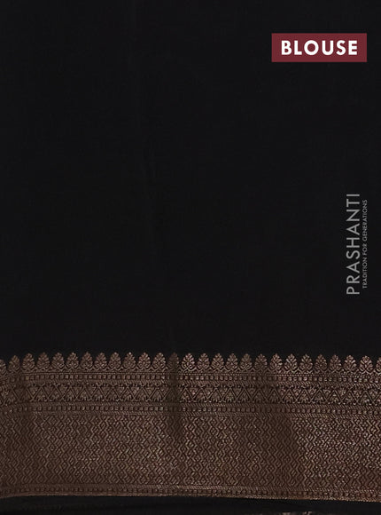 Chanderi silk cotton saree grey and black with allover prints and banarasi style border