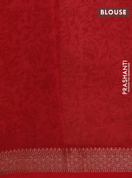 Chanderi silk cotton saree peach shade and maroon with allover prints and banarasi style border