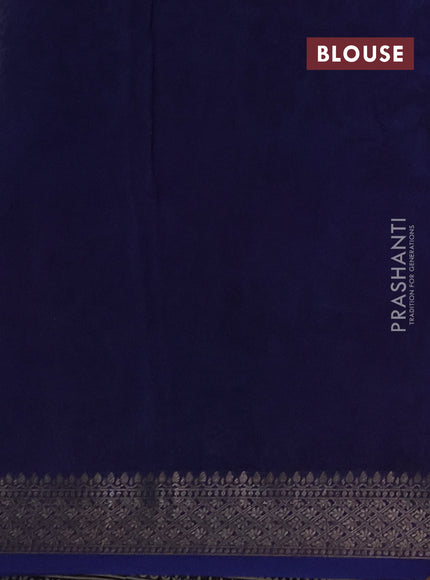 Chanderi silk cotton saree blue with allover prints and banarasi style border