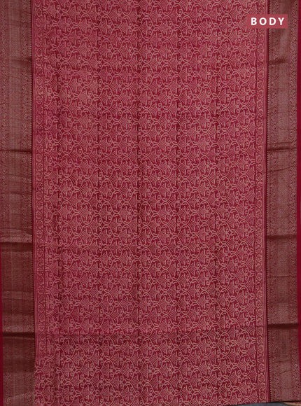 Chanderi silk cotton saree peach shade and wine shade with allover prints and banarasi style border
