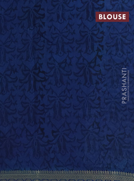 Chanderi silk cotton saree teal green and teal blue with allover prints and thread woven border