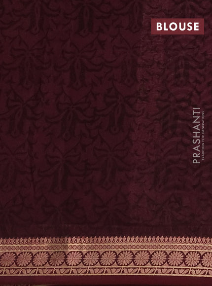 Chanderi silk cotton saree wine shade with allover prints and thread woven border