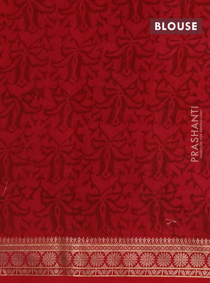 Chanderi silk cotton saree maroon with allover prints and thread woven border