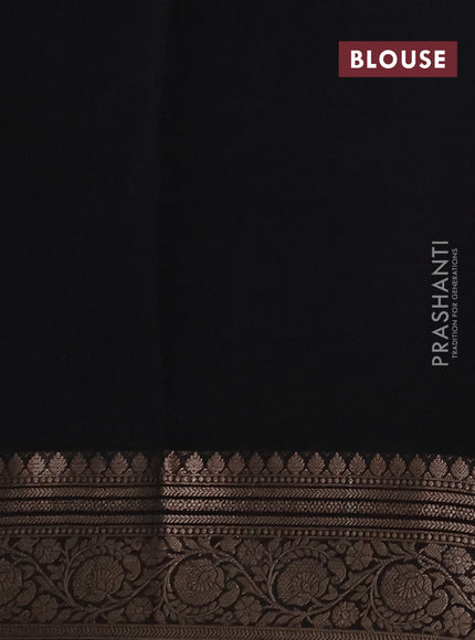 Chanderi silk cotton saree black with allover prints and banarasi style border