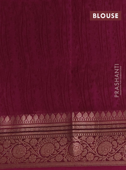 Chanderi silk cotton saree wine shade with allover prints and banarasi style border