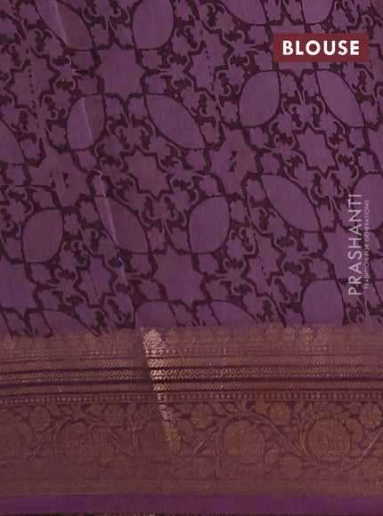 Chanderi silk cotton saree wine shade with allover prints and banarasi style border