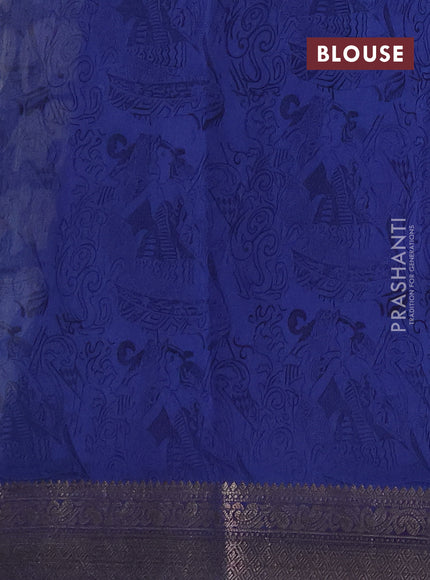 Chanderi silk cotton saree indigo blue with allover butta prints and banarasi style border