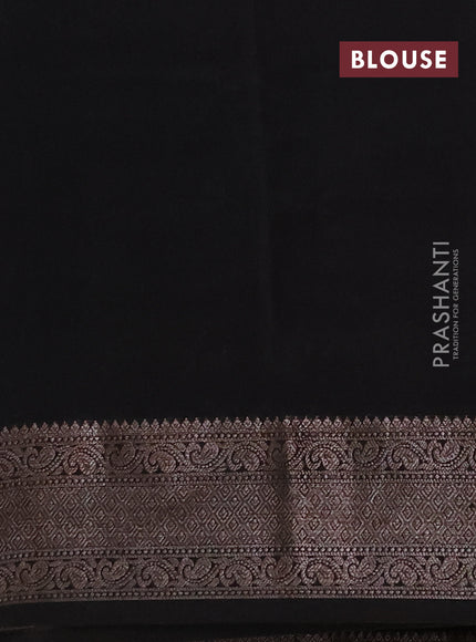 Chanderi silk cotton saree black with allover butta prints and banarasi style border