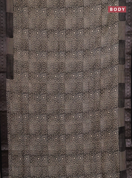 Chanderi silk cotton saree black with allover geometric prints and banarasi style border