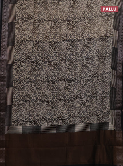 Chanderi silk cotton saree black with allover geometric prints and banarasi style border