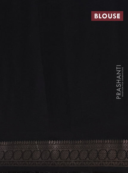 Chanderi silk cotton saree black with allover geometric prints and banarasi style border