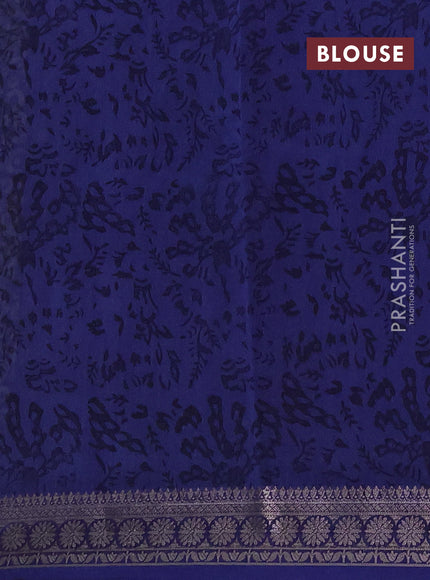 Chanderi silk cotton saree green shade and indigo blue with allover geometric prints and banarasi style border