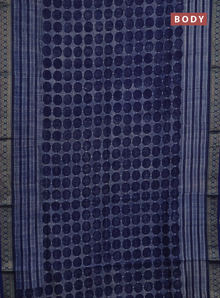Chanderi silk cotton saree blue with allover geometric prints and thread woven border
