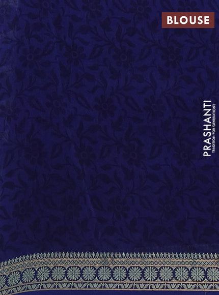 Chanderi silk cotton saree blue with allover geometric prints and thread woven border