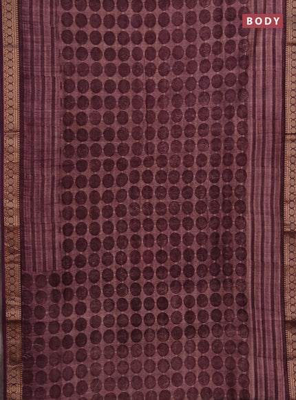 Chanderi silk cotton saree deep wine shade with allover geometric prints and thread woven border