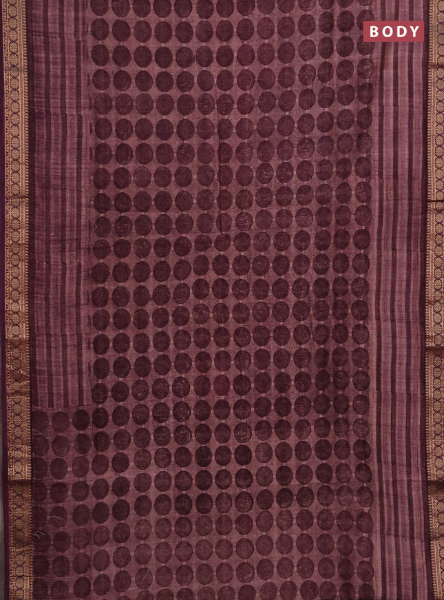 Chanderi silk cotton saree deep wine shade with allover geometric prints and thread woven border