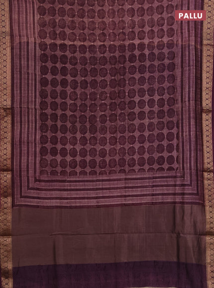 Chanderi silk cotton saree deep wine shade with allover geometric prints and thread woven border