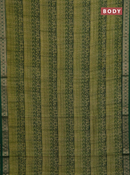 Chanderi silk cotton saree green with allover prints and thread woven border
