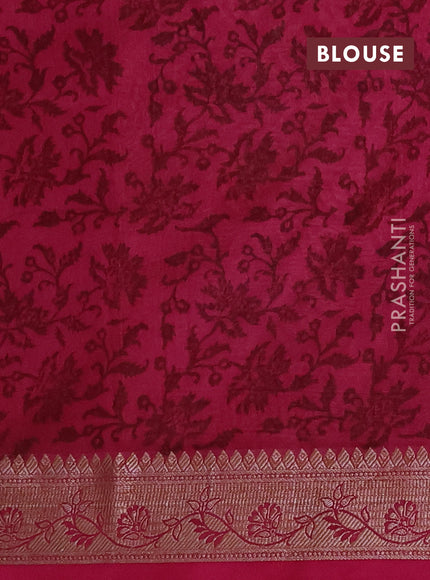 Chanderi silk cotton saree wine shade with allover prints and banarasi style border