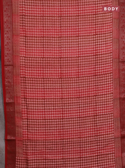 Chanderi silk cotton saree maroon with allover prints and banarasi style border