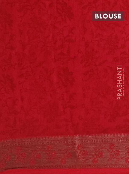 Chanderi silk cotton saree maroon with allover prints and banarasi style border