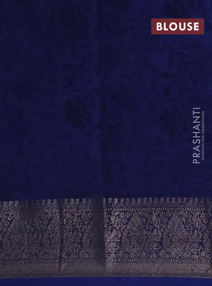 Chanderi silk cotton saree blue and dark blue with allover prints and banarasi style border