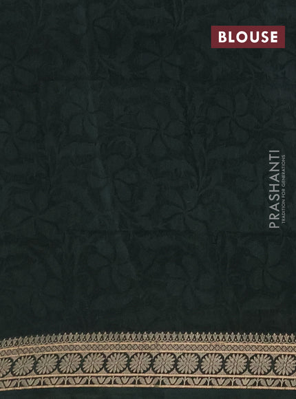 Chanderi silk cotton saree green and bottle green with allover paisley prints and thread woven border