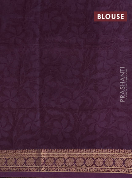 Chanderi silk cotton saree magenta pink and wine shade with allover paisley prints and thread woven border